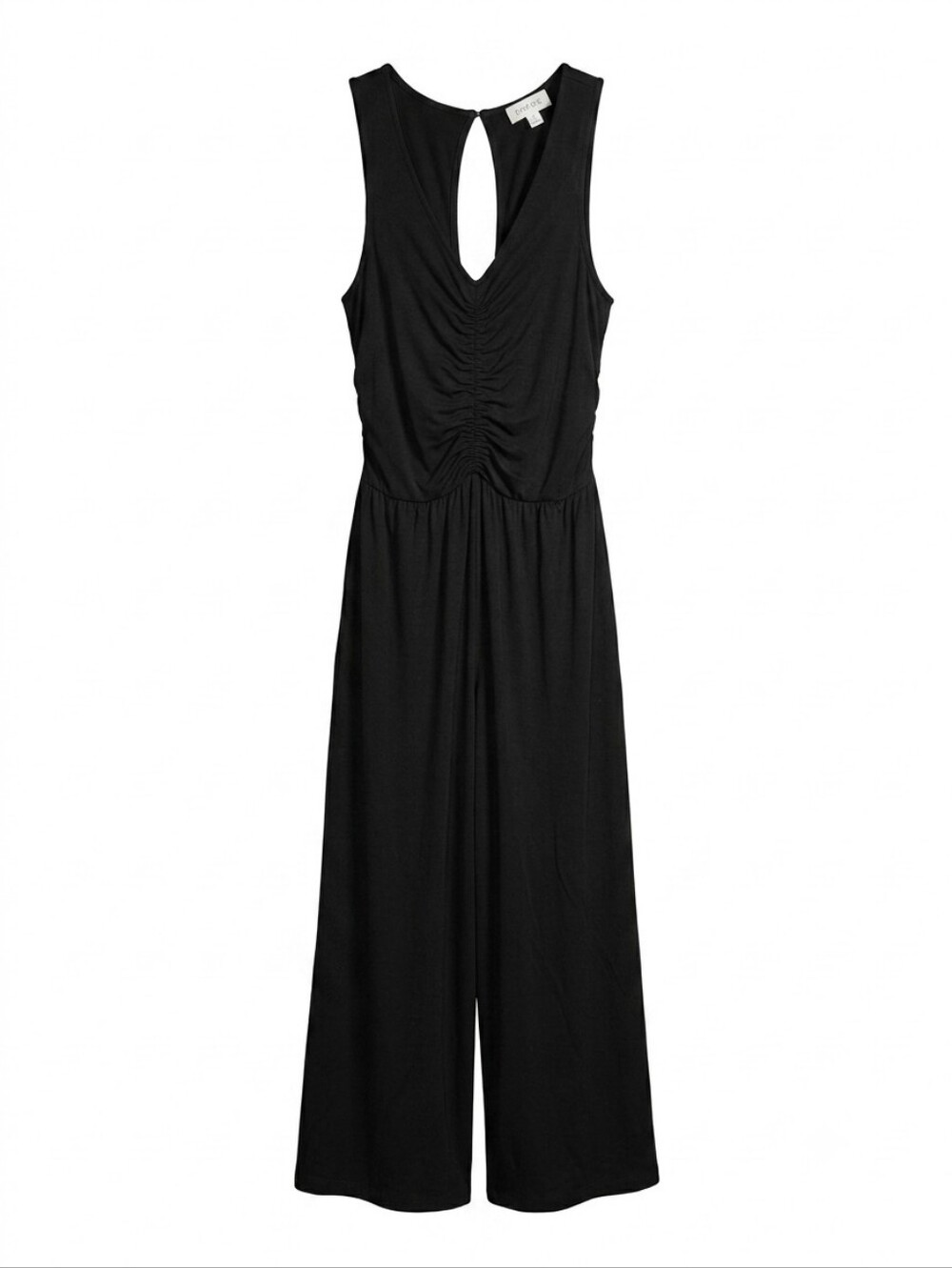 Evereve Wide Leg Sleeveless V-Neck Jumpsuit Sz Small Black
